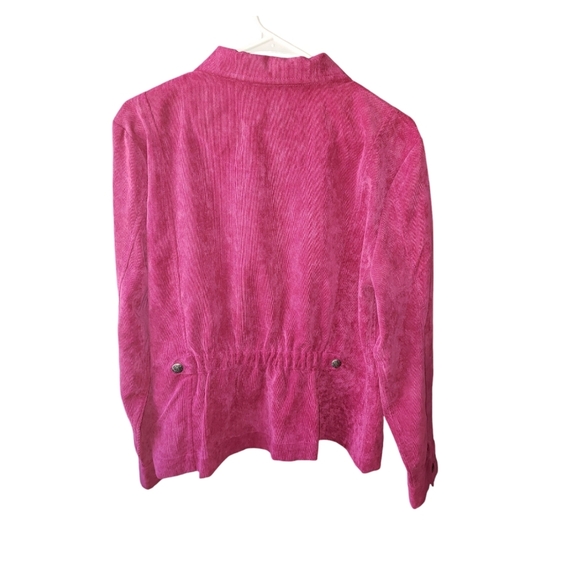 Christopher & Banks Corduroy Jacket womens XL Medium fuchsia zip pockets stretch - Picture 8 of 8